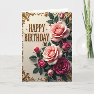 Cartão de Aniversário com Relevo Dourado