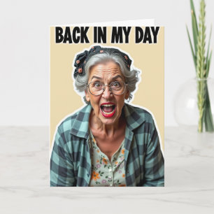 Cartão de Aniversário com Retrato da Vovó Vintage