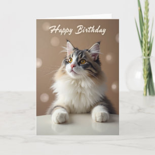 Cartão de Aniversário com Retrato de Felino