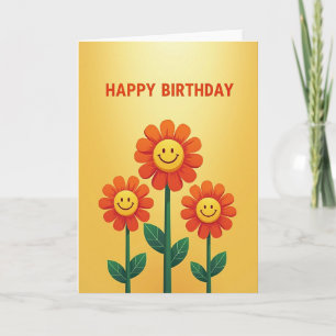 Cartão de Aniversário com Rostos Florais