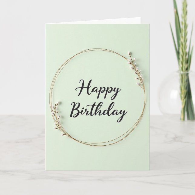 Cartão de Aniversário com Roteiro Verde Menta (Frente)