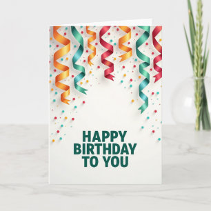 Cartão de Aniversário com serpentinas doces