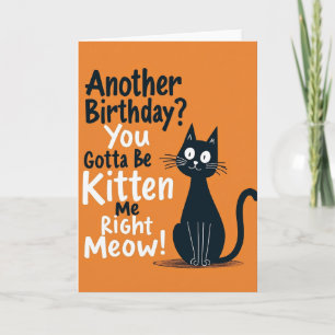 Cartão de Aniversário com Silhueta de Gato Diverti