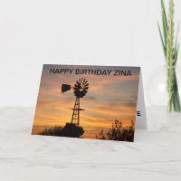 Cartão de Aniversário com Silhueta de Moinho de Ve