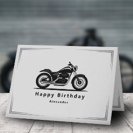 Cartão de Aniversário com Silhueta de Motocicleta 