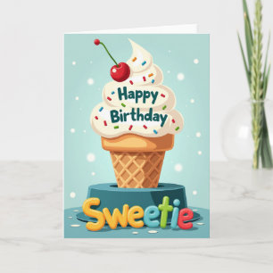 Cartão de Aniversário com Sobremesa Alegre