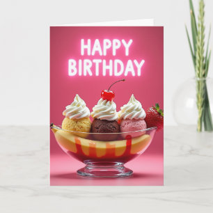 Cartão de Aniversário com Sundae Doce