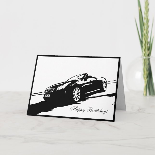 Cartão de Aniversário com tema Carro Convertível G (Frente)