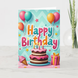 Cartão de Aniversário com Tema de Doces