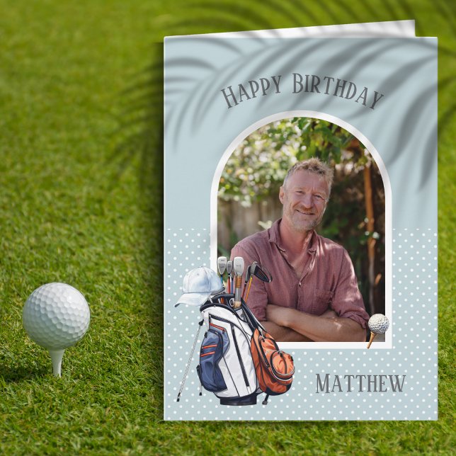Cartão de Aniversário com Tema de Golfe de Foto Ún (Criador carregado)