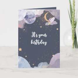 Cartão de Aniversário com Tema Espaço Personalizad