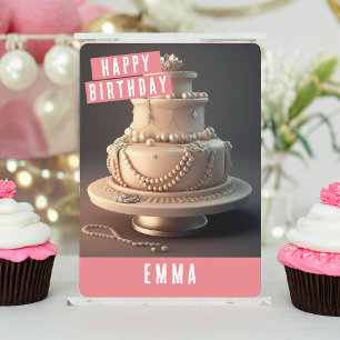 Cartão de Aniversário com Temas Jewelry