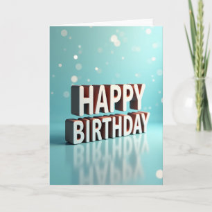 Cartão de aniversário com texto 3D alegre