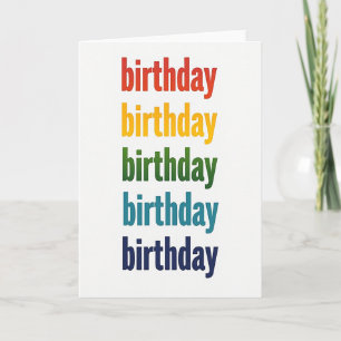 Cartão de Aniversário com Texto Colorido