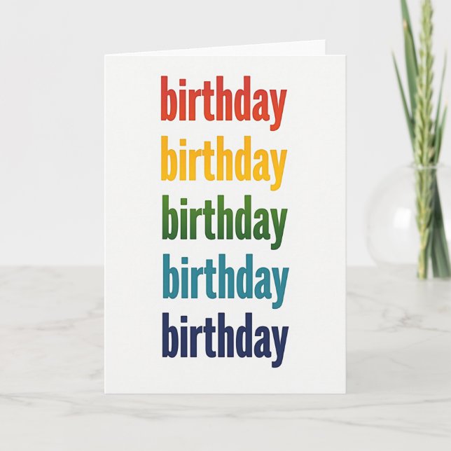 Cartão de Aniversário com Texto Colorido (Frente)