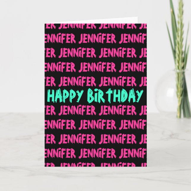 Cartão de aniversário com texto colorido neon (Frente)
