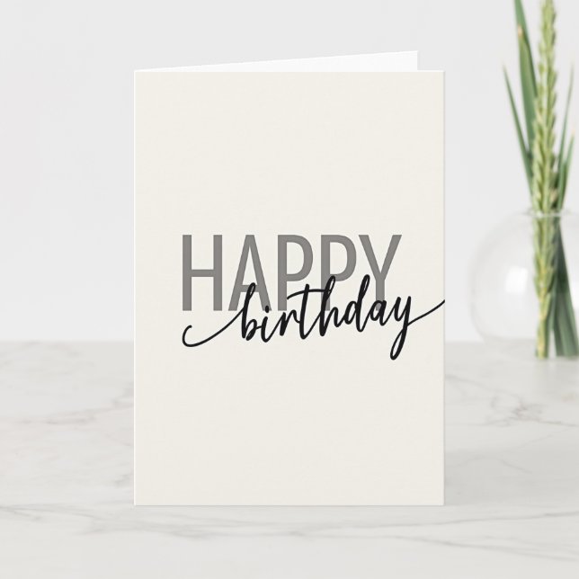 Cartão de aniversário com texto moderno (Frente)