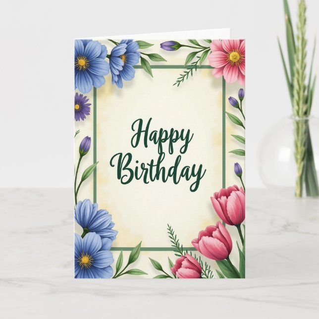 Cartão de Aniversário com Textura Pintada (Frente)