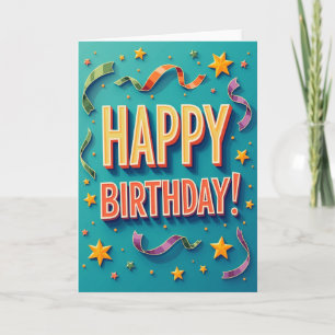 Cartão de Aniversário com Tipografia 3D