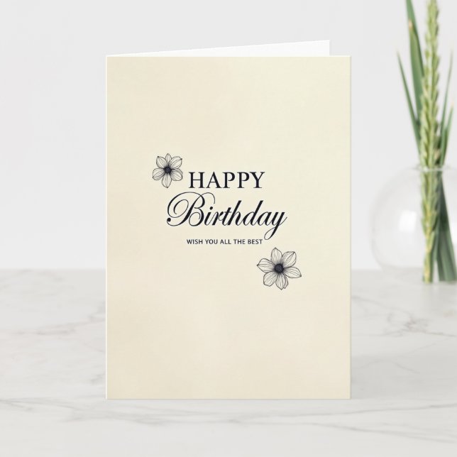 Cartão de Aniversário com Tipografia Elegante (Frente)