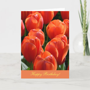 Cartão de Aniversário com Tulipas Laranja