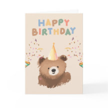 Cartão de Aniversário com um Urso