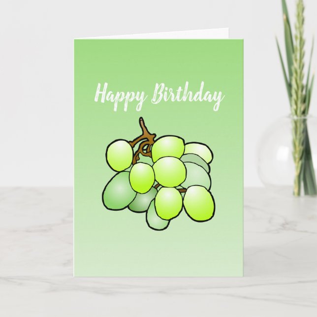 Cartão de Aniversário com Uvas Dobradas (Frente)