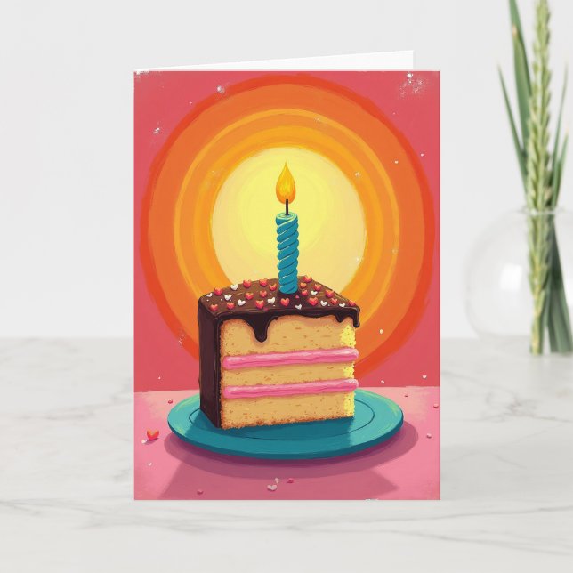 Cartão de Aniversário com Vela Acesa (Frente)
