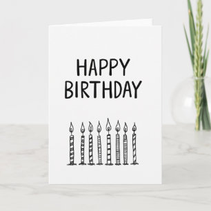 Cartão de Aniversário com Vela Desenhada