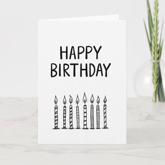 Cartão de Aniversário com Vela Desenhada (Frente)