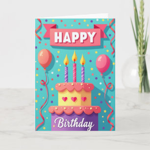 Cartão de Aniversário com Velas de Festa
