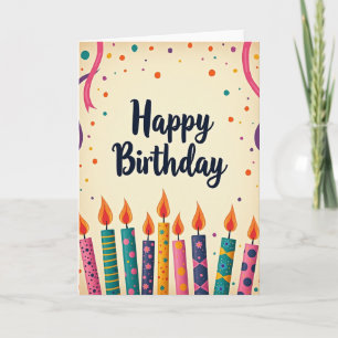 Cartão de Aniversário com Velas Estampadas
