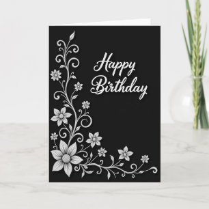 Cartão de Aniversário com Vinha Desenhada