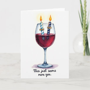 Cartão de Aniversário com Vinho em Aquarela
