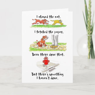 Cartão de aniversário cómico com caráter do cão