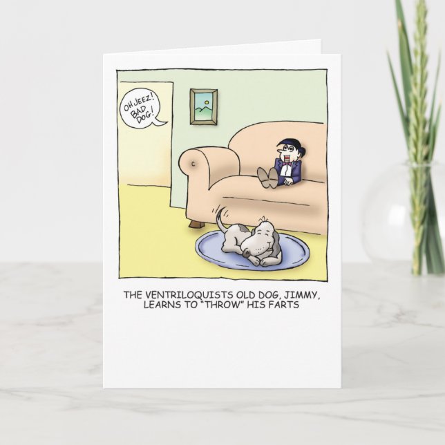 Cartão de aniversário cómico do cão velho (Frente)