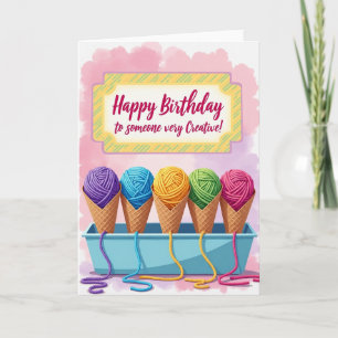 Cartão de Aniversário Cone de Fio Doce
