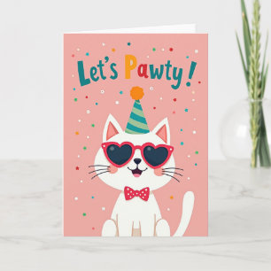 Cartão de Aniversário Confete do Gato de Festa