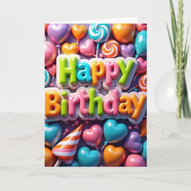 Cartão de Aniversário Cor de Bala (Frente)