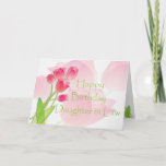 Cartão de aniversário cor-de-rosa da tulipa para a<br><div class="desc">Um cartão de aniversário personalizado com a tulipa cor-de-rosa bonito macia floresce.</div>