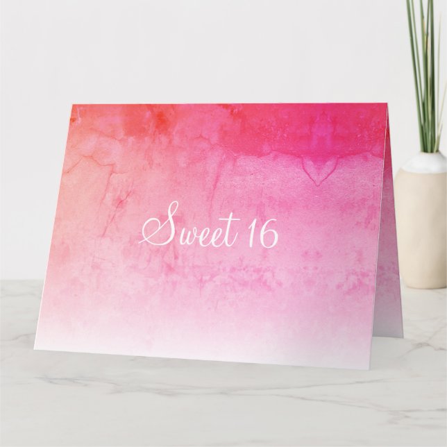 Cartão de aniversário cor-de-rosa doce 16 (Frente)