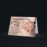 Cartão de aniversário cor-de-rosa elegante para o<br><div class="desc">Um elegante empalidece cor-de-rosa em um fundo do laço. Um cartão bonito que imprima toda a senhora. Com um verso tocante para alcançar seu coração.</div>