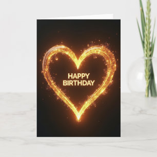 Cartão de Aniversário Coração Dourado