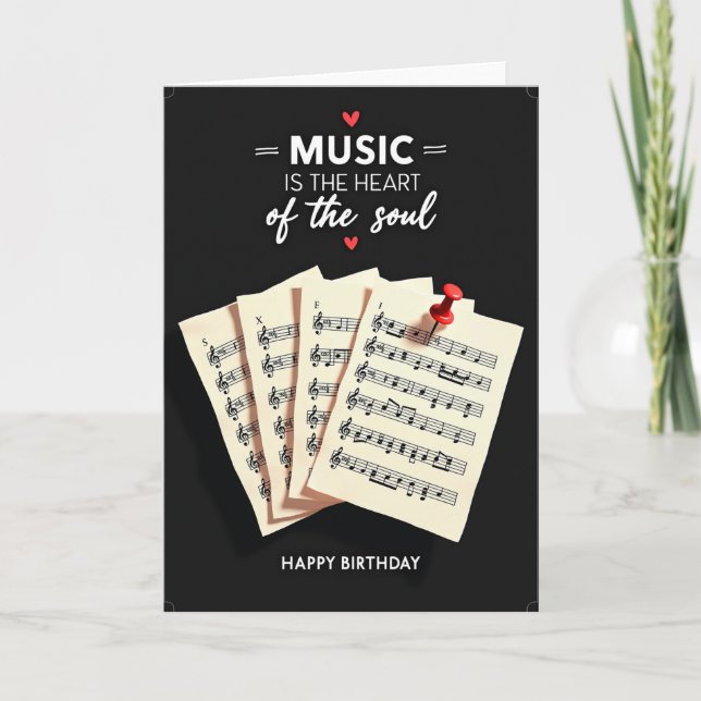 Cartão de Aniversário Coração Musical (Frente)