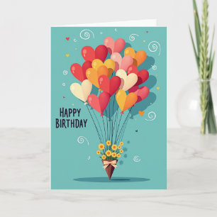 Cartão de Aniversário Corações Vibrantes