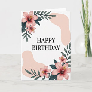Cartão de Aniversário Coral Rosa