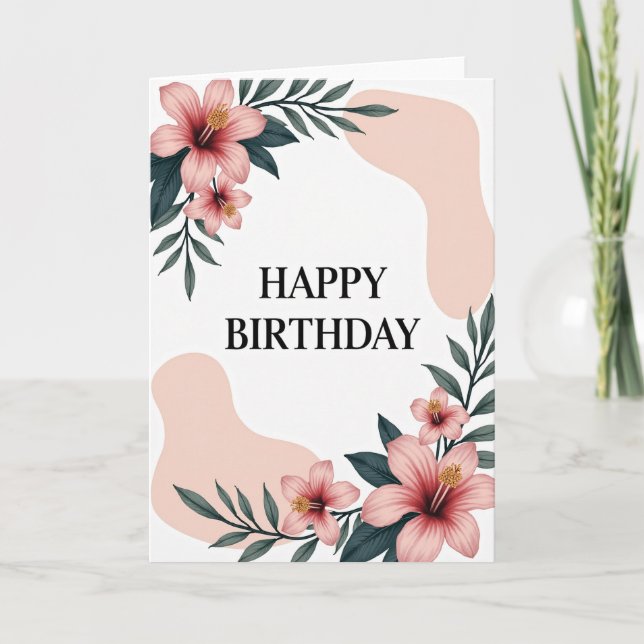 Cartão de Aniversário Coral Rosa (Frente)