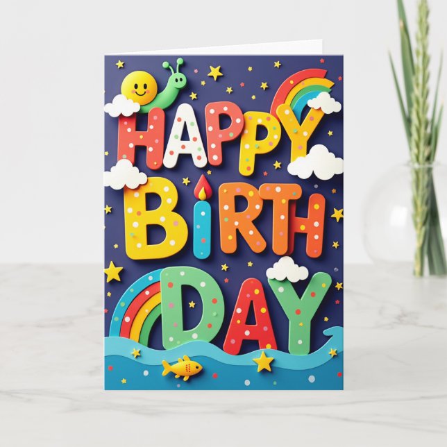 Cartão de Aniversário Cores Camadas (Frente)