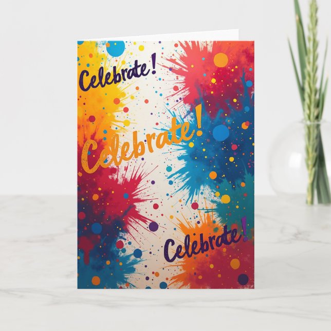 Cartão de Aniversário Cores Explosivas (Frente)