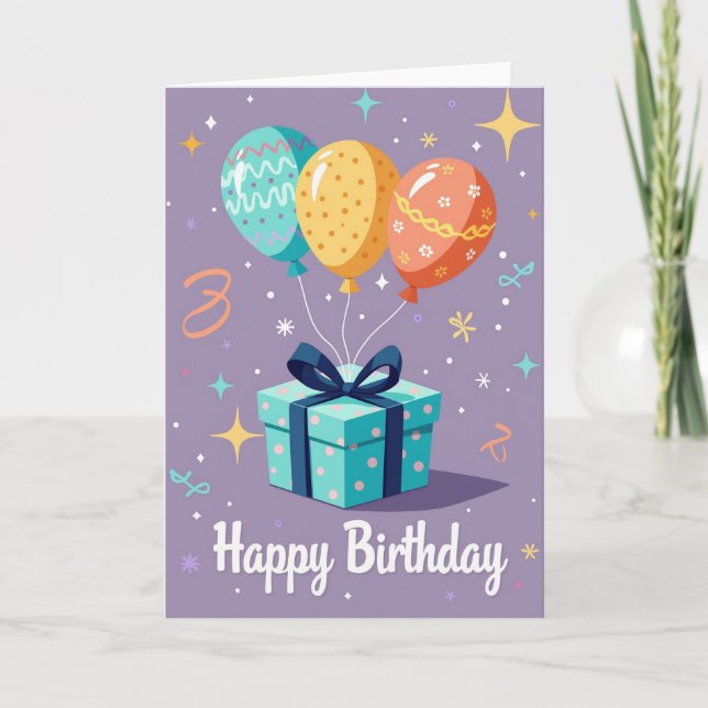 Cartão de Aniversário Cores Festivas (Frente)